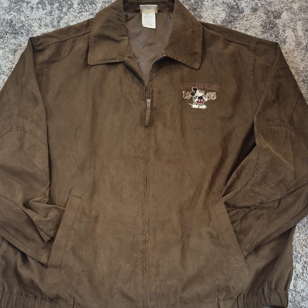 Disney Brown Suede Bomber Jacket with Mickey Embroidery